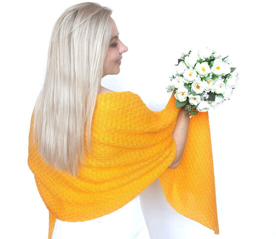 Yellow bridal shawl, knitted wedding wrap, bridesmaid shawl, code WY3